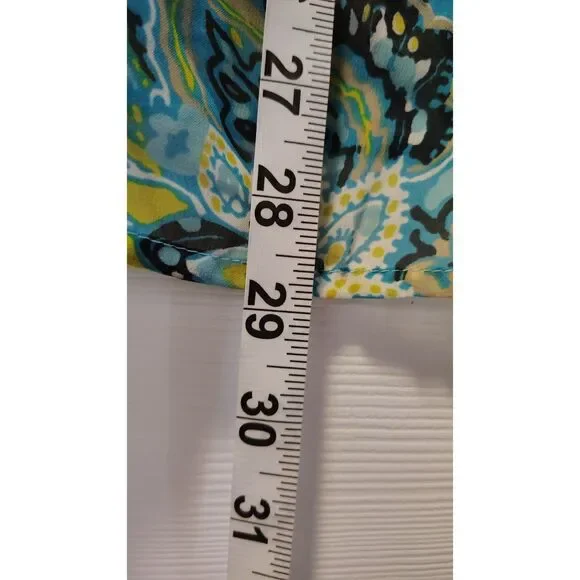 Liz Claiborne Blue & Green Paisley Floral Pleated V-Neck Tunic Top Size XXL - Picture 5 of 6